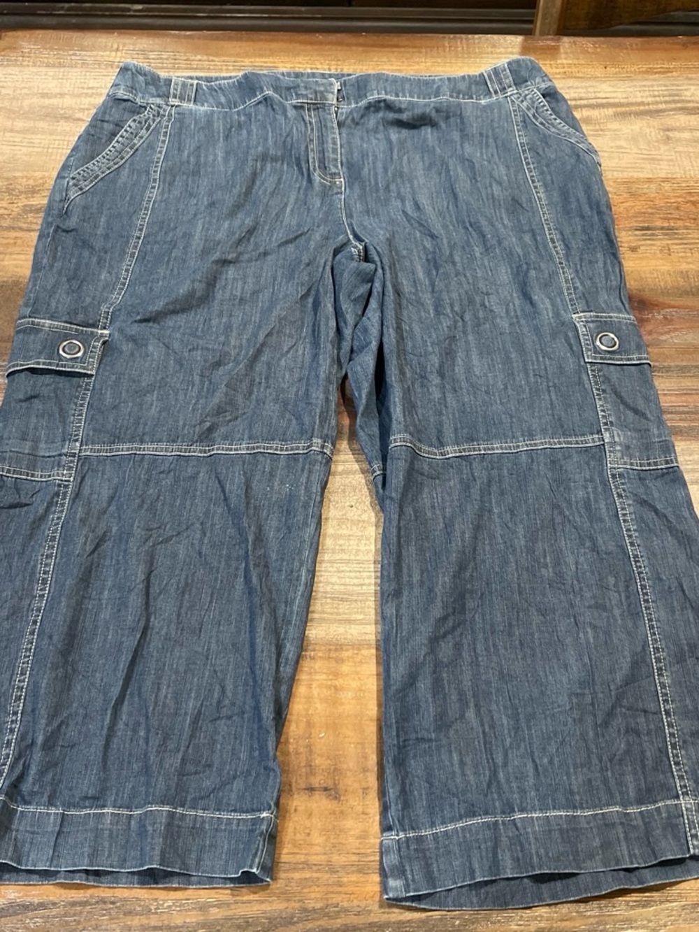 Nine & Co. Casual Cropped Denim capri Cargo Jeans in Blue